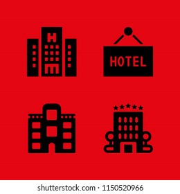 hostel icon. 4 hostel set with hotel vector icons for web and mobile app