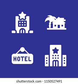 hostel icon. 4 hostel set with hotel vector icons for web and mobile app