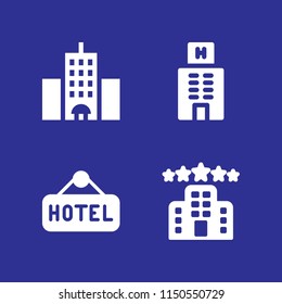 hostel icon. 4 hostel set with hotel vector icons for web and mobile app