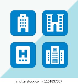 hostel icon. 4 hostel set with hotel vector icons for web and mobile app