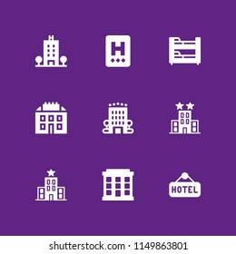 hostel icon. 9 hostel set with hotel vector icons for web and mobile app