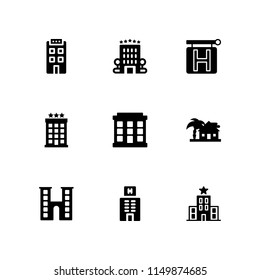 hostel icon. 9 hostel set with hotel vector icons for web and mobile app