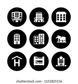 hostel icon. 9 hostel set with hotel vector icons for web and mobile app