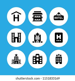hostel icon. 9 hostel set with hotel vector icons for web and mobile app