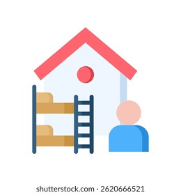 Hostel Icon Flat Vector Illustration