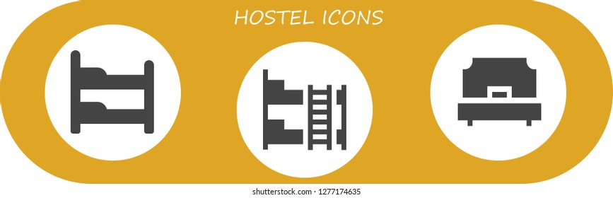  hostel icon set. 3 filled hostel icons. Simple modern icons about  - Bunk bed, Single bed