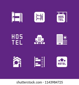 hostel icon set. bunk, hostel and bunk bed vector icon for graphic design and web