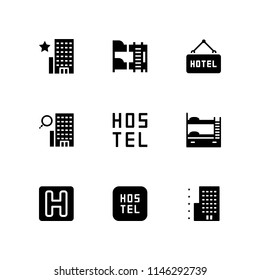 hostel icon set. bunk, hotel and hostel vector icon for graphic design and web