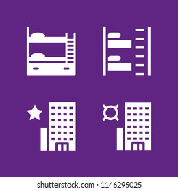 hostel icon set with bunk and hotel vector icons for web and graphic design