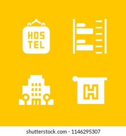 hostel icon set with bunk, hotel and hostel vector icons for web and graphic design