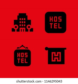 hostel icon set with hotel and hostel vector icons for web and graphic design