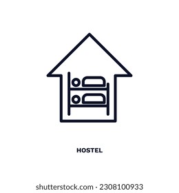 hostel icon. Thin line hostel icon from hotel and restaurant collection. Outline vector isolated on white background. Editable hostel symbol can be used web and mobile