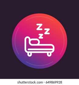 Hostel line icon, pictogram with bed