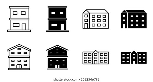 Hostel, alojamiento, conjunto de iconos de hostelería  
