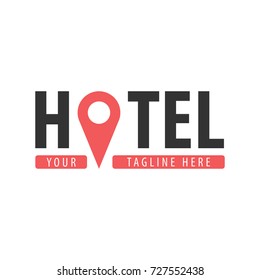 Hostel logo. Hotel logo. Travel rest place. Vector illustration