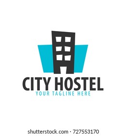 Hostel Logo. Hotel Logo. Travel Rest Place. Vector Illustration