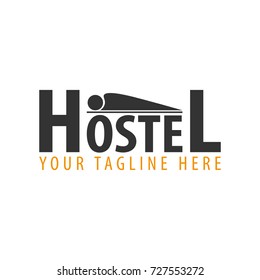 Hostel Logo. Hotel Logo. Travel Rest Place. Vector Illustration