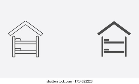 Hostel outline and filled vector icon sign symbol