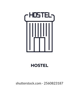 hostel outline icon. Linear vector from hotel concept. Thin line hostel icon isolated on white background