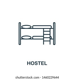 Hostel outline icon. Thin style design from city elements icons collection. Pixel perfect symbol of hostel icon. Web design, apps, software, print usage.