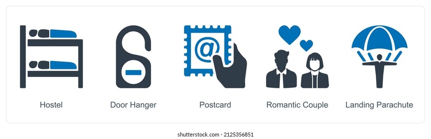 Concepto De Icono De Hostales Y Postales