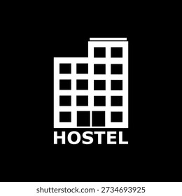 Hostel simple icon isolated on black background