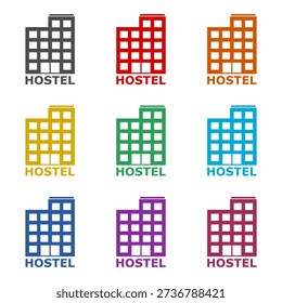 Hostel simple icon isolated on white background. Set icons colorful