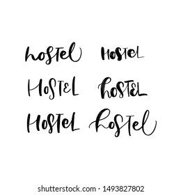 HOSTEL. VECTOR HAND LETTERING TYPOGRAPHY LOGO