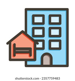 Hostel Vector Thick Line Filled Colors Icon For Personal And Commercial Use.
