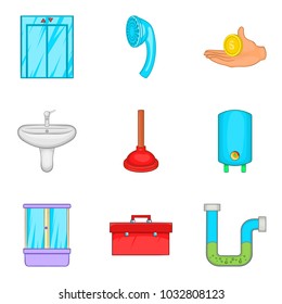 Hostelry icons set. Cartoon set of 9 hostelry vector icons for web isolated on white background