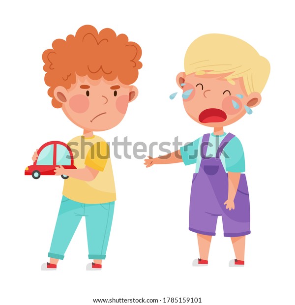 Hostile Kid Angry Grimace Taking Away Stock Vector (Royalty Free ...