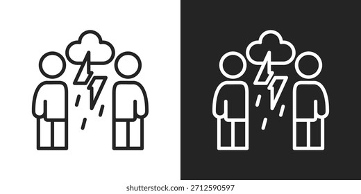 Icono de hostilidad en estilo de línea en blanco y negro