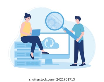 hosting  backup and data analysis trending concept flat illustration