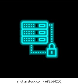 Hosting blue glowing neon ui ux icon. Glowing sign logo vector