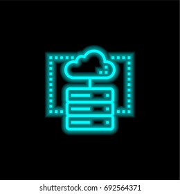 Hosting blue glowing neon ui ux icon. Glowing sign logo vector