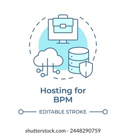 Hosting for BPM soft blue concept icon. Cloud computing security. Data encryption. Round shape line illustration. Abstract idea. Graphic design. Easy to use in infographic, article