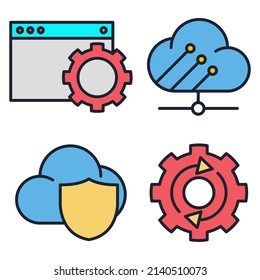 hosting and cloud computing networks set icon symbol template for graphic and web design collection logo vector illustration