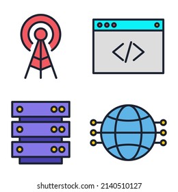 hosting and cloud computing networks set icon symbol template for graphic and web design collection logo vector illustration