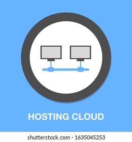 hosting cloud icon, cloud computing technology, web network symbol - server connection vector sign