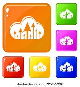 Hosting cloud icons set collection vector 6 color isolated on white background