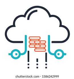 Hosting and Cloud Icons Set. Editable Stroke. Technology outline. Pixel perfect thin line vector icon for web design and website application.