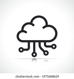 hosting cloud line icon isolated
