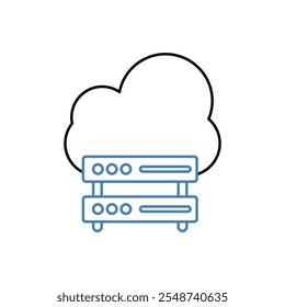 ícone de linha de conceito de hospedagem. Ilustração de elemento simples. design de símbolo de outline de conceito de hospedagem.