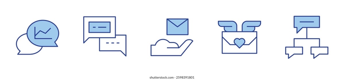 hosting, discussion, email, chat, letter. Messaging Icon vector illustration. Line Duotone style. Editable stroke.