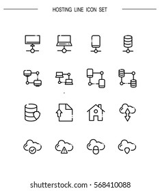 Hosting flat icon set. Collection of high quality outline symbols for web design, mobile app. Hosting vector thin line icons or logo.