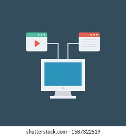 Hosting flat icons for connection & LCD
