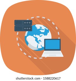 Hosting flat icons for connection & sharing