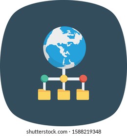 Hosting flat icons for global & connection