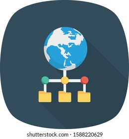 Hosting flat icons for global & connection