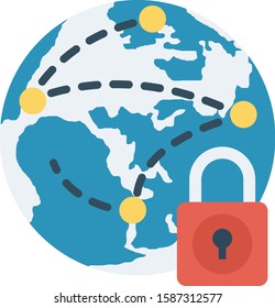 Hosting flat icons for world & online